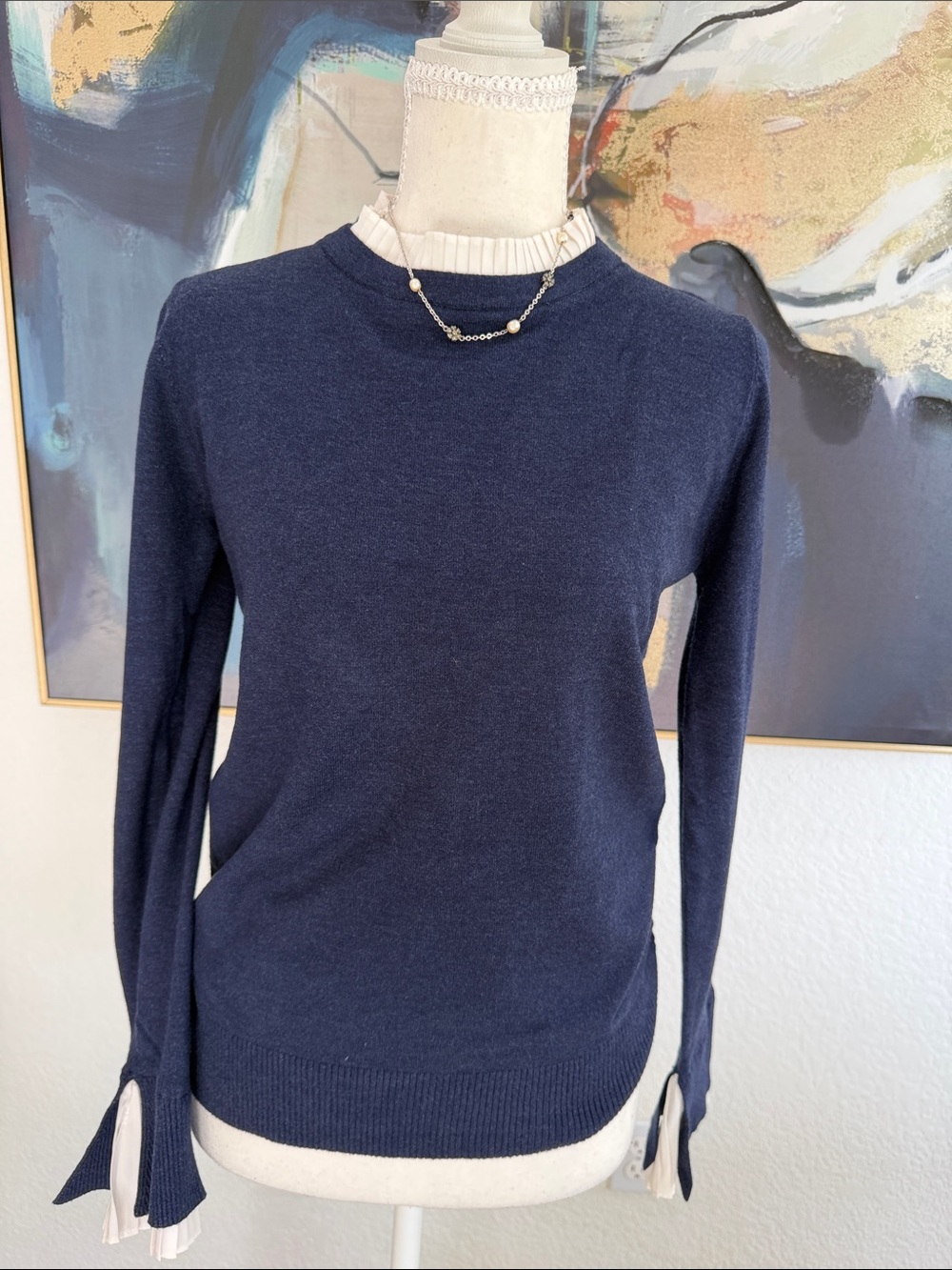 Women’s Classic Navy Crewneck Sweater